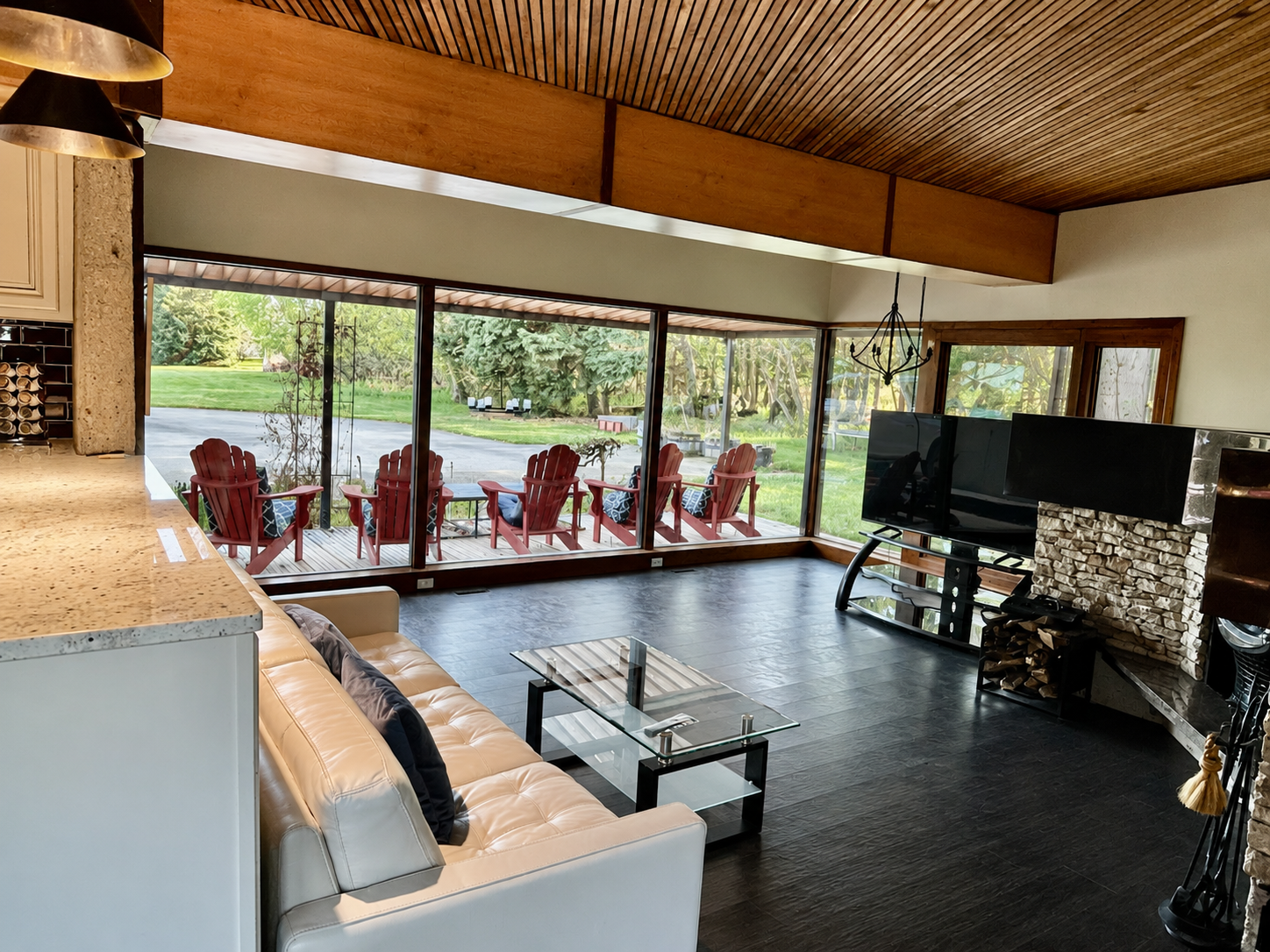 Living room with mountain views